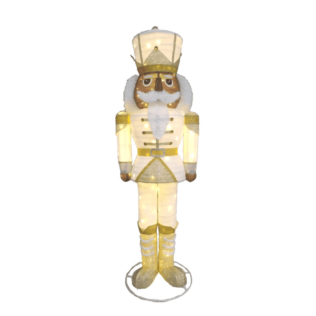 Holiday Living 6-ft White & Gold Black Nutcracker