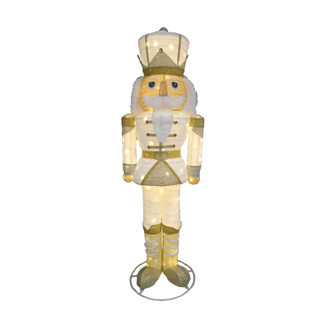 Holiday Living 6-ft White & Gold Nutcracker