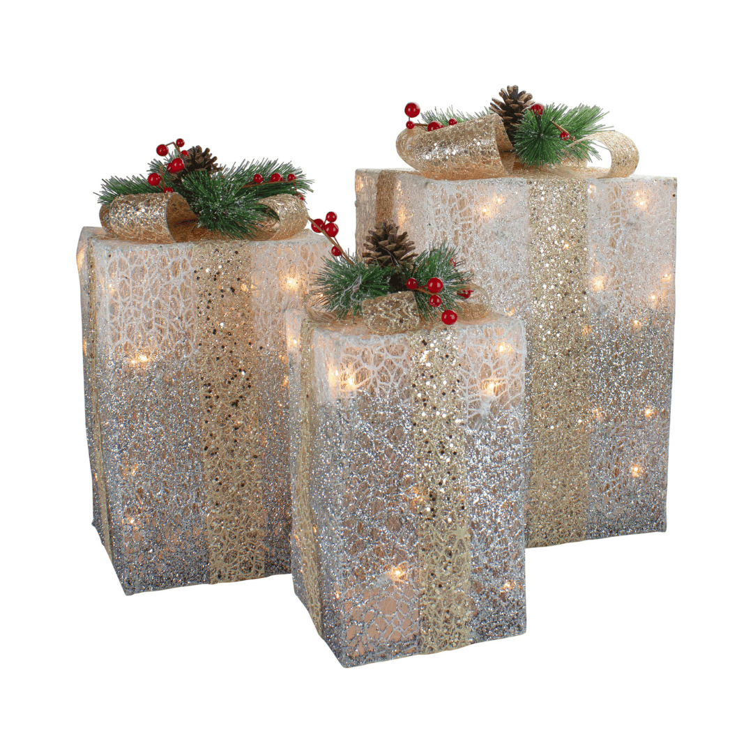 Northlight 14-in Gift Box Free Standing Decoration with White Incandescent Lights
