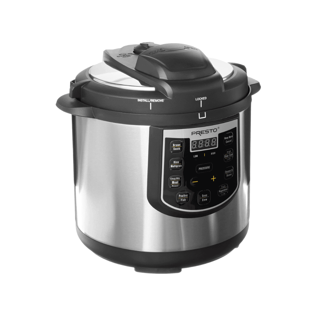 Presto 02141 6-Quart Electric Pressure Cooker, Black, Silver, Stainless steel