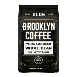 BROOKLYN COFFEE Whole Bean, Italian Dark Roast (5lb) Extra Strong, Delicious Taste, Heavenly Aroma