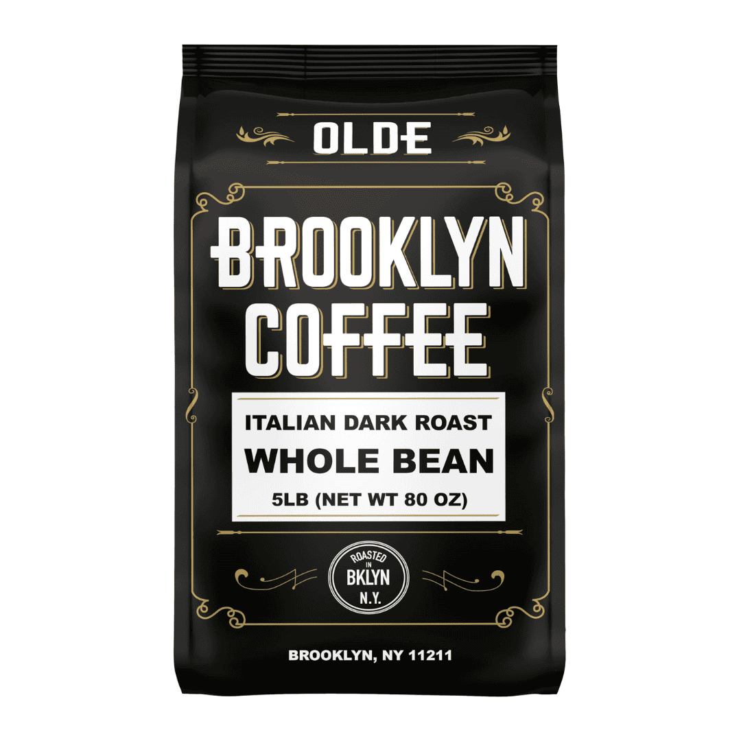 BROOKLYN COFFEE Whole Bean, Italian Dark Roast (5lb) Extra Strong, Delicious Taste, Heavenly Aroma
