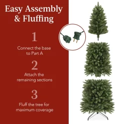 Best Choice Products 6ft Prelit Pencil Christmas Tree, Spruce Style Holiday Decor w/ 618 Tips, 250 Lights, Base