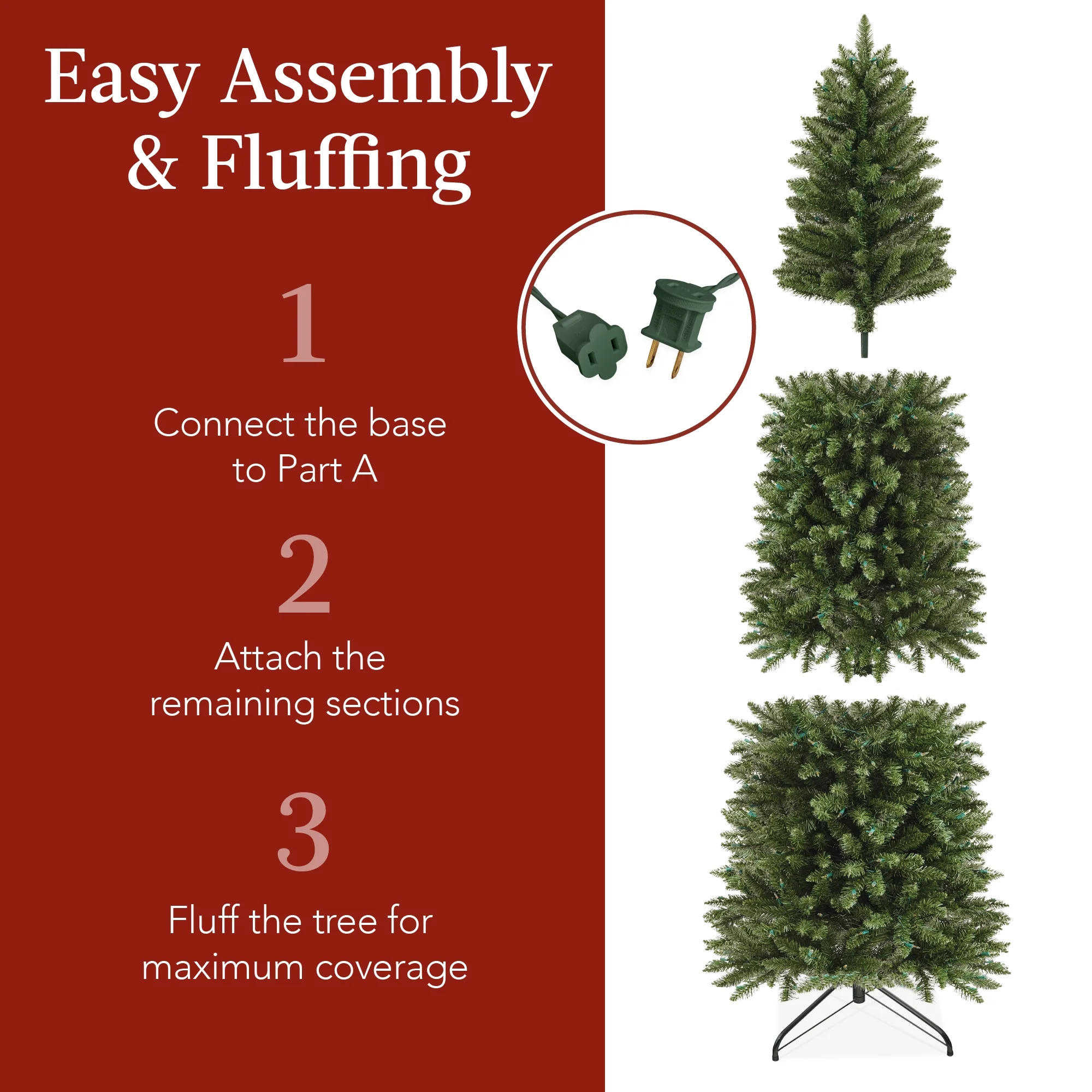Best Choice Products 6ft Prelit Pencil Christmas Tree, Spruce Style Holiday Decor w/ 618 Tips, 250 Lights, Base