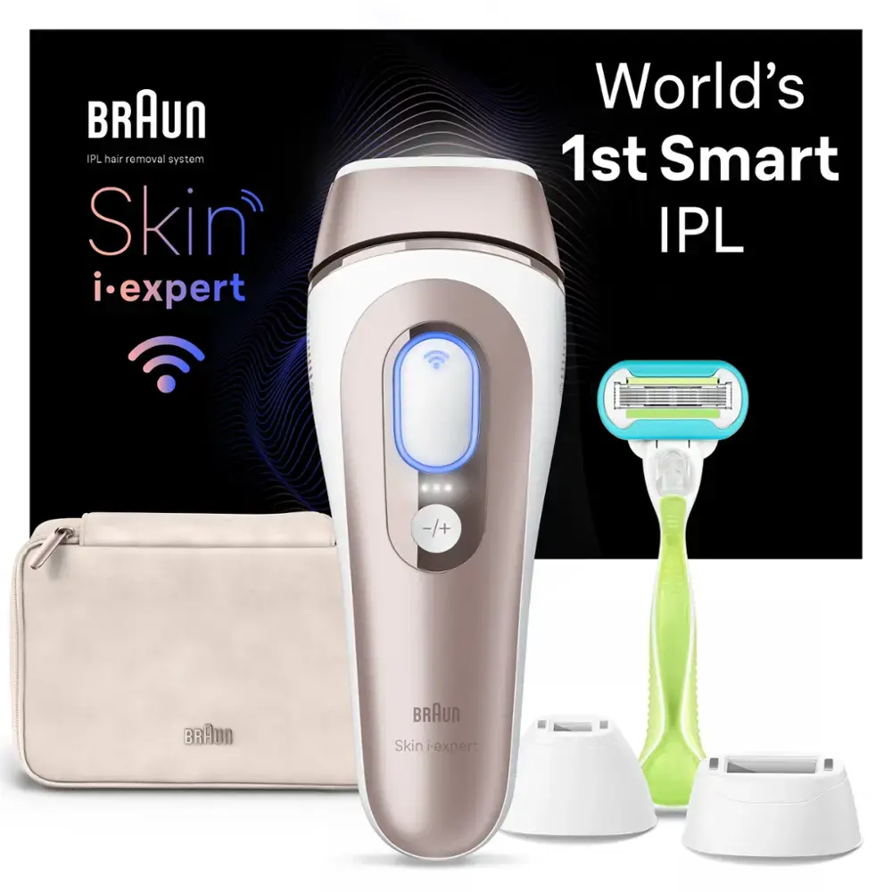 Braun IPL Pro 7 IPL Hair Removal with Venus Razor for Men & Women - White/Gold