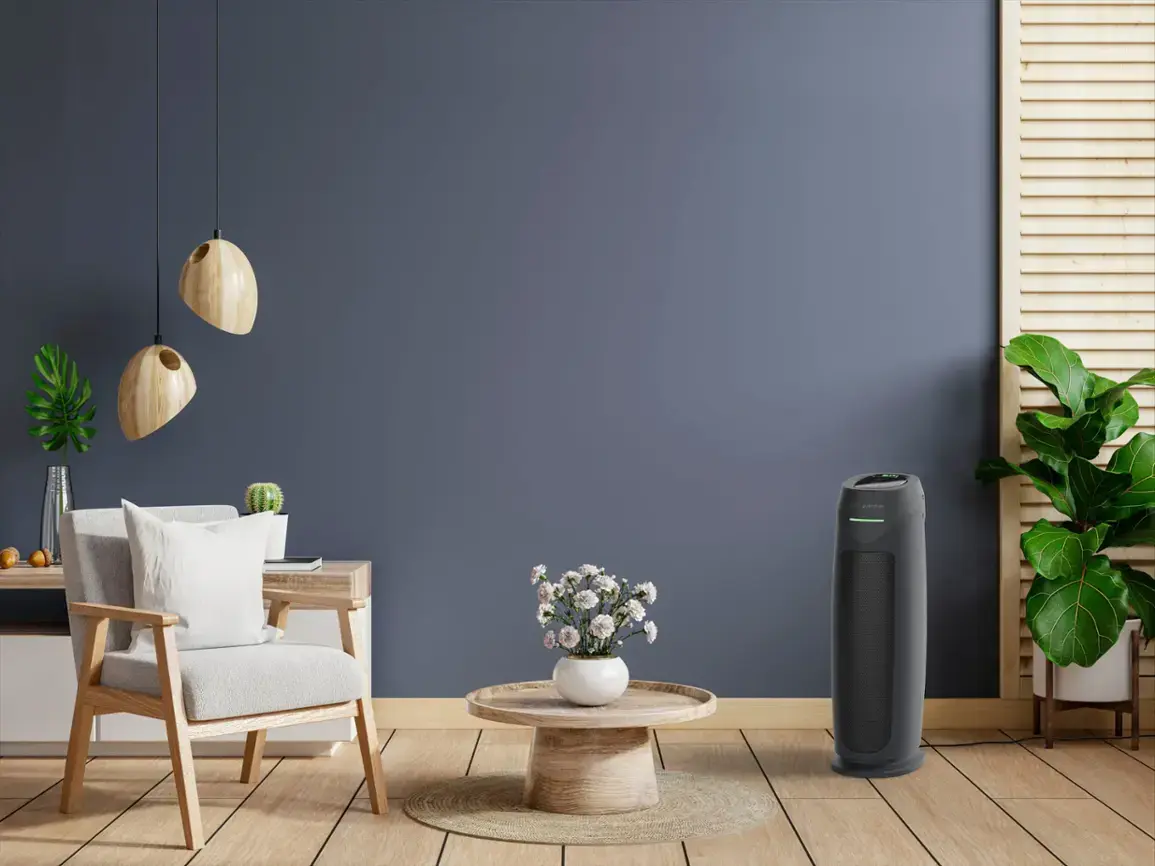 GermGuardian 743 Sq. Ft. Tower Air Purifier with HEPA Filter, Intellisense Air Quality Monitor, UV-C, AC4880G - Graphite