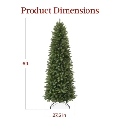 Best Choice Products 6ft Prelit Pencil Christmas Tree, Spruce Style Holiday Decor w/ 618 Tips, 250 Lights, Base