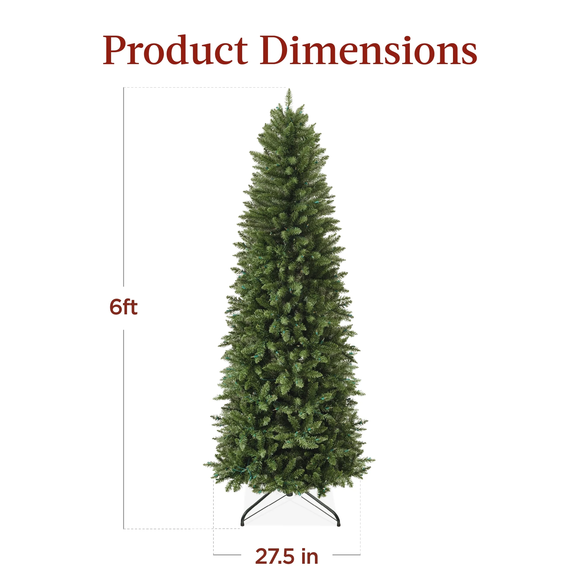 Best Choice Products 6ft Prelit Pencil Christmas Tree, Spruce Style Holiday Decor w/ 618 Tips, 250 Lights, Base