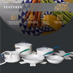 Thyme & Table Signature 12-Piece Cookware Set Non-Stick - Cream Rainbow