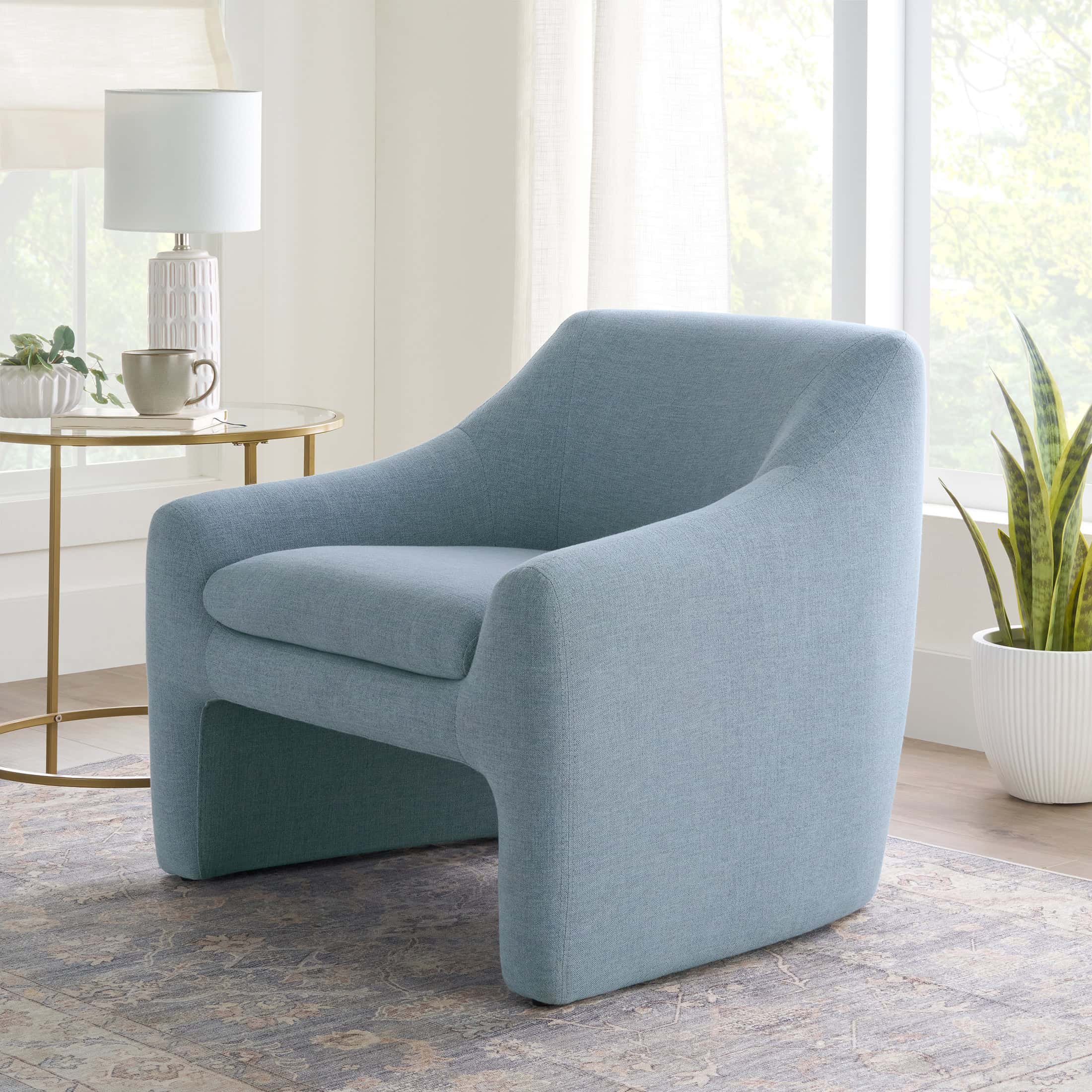 Better Homes & Gardens Emerson Curvy Accent Chair, Soft Blue
