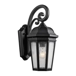 Kichler Courtyard 1-Light 17.75-in H Black Outdoor Wall Light