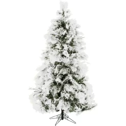 Fraser Hill Farm Unlit 12-ft Snowy Pine Flocked White Artificial Christmas Tree