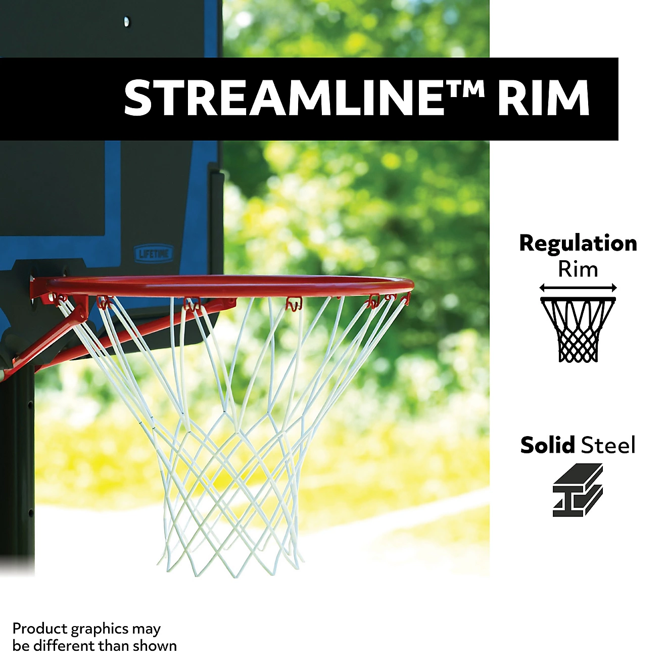 Lifetime Streamline 44 in Polyethylene Portable Basketball Hoop