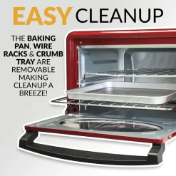 Nostalgia 12-Slice Red Convection Toaster Oven Automatic Shut-off