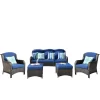 Ovios New Kenard 5-Piece Woven Patio Sofa Conversation Set with Blue Cushions