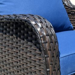 Ovios New Kenard 5-Piece Woven Patio Sofa Conversation Set with Blue Cushions