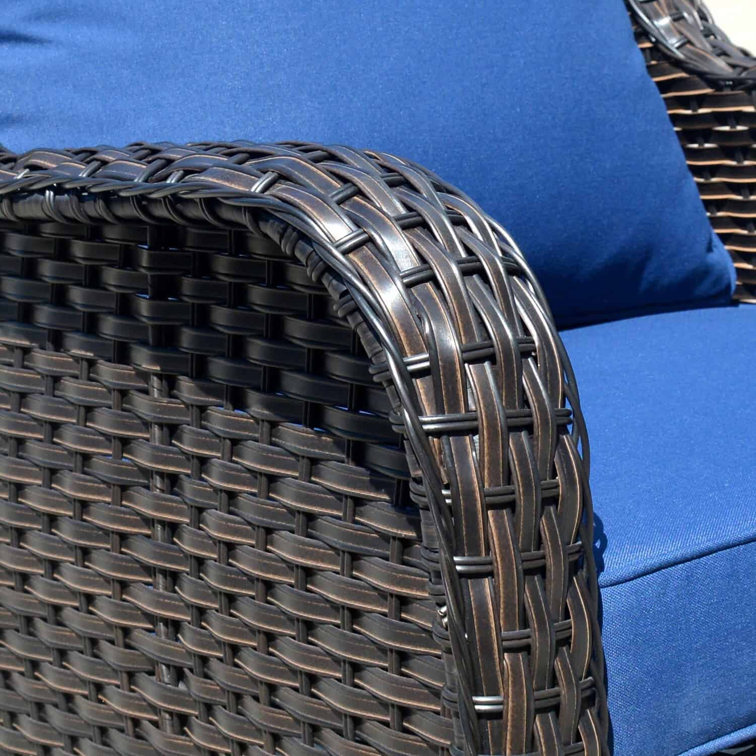 Ovios New Kenard 5-Piece Woven Patio Sofa Conversation Set with Blue Cushions