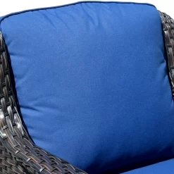 Ovios New Kenard 5-Piece Woven Patio Sofa Conversation Set with Blue Cushions