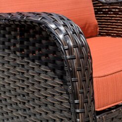 Ovios New Kenard 5-Piece Wicker Patio Sofa Conversation Set with Orange Cushions