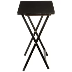Mainstays Indoor Folding Table Set of 4 in Black L19 x W15 x H26 inches. 4 Tables+1 Rack Stand.