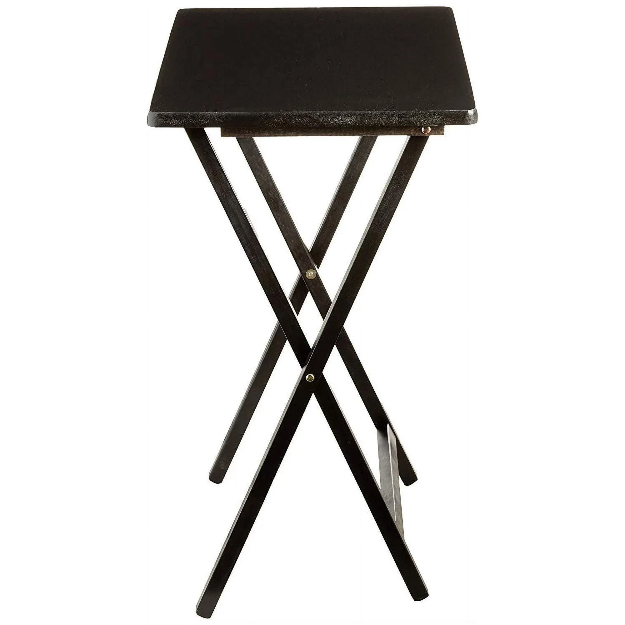 Mainstays Indoor Folding Table Set of 4 in Black L19 x W15 x H26 inches. 4 Tables+1 Rack Stand.