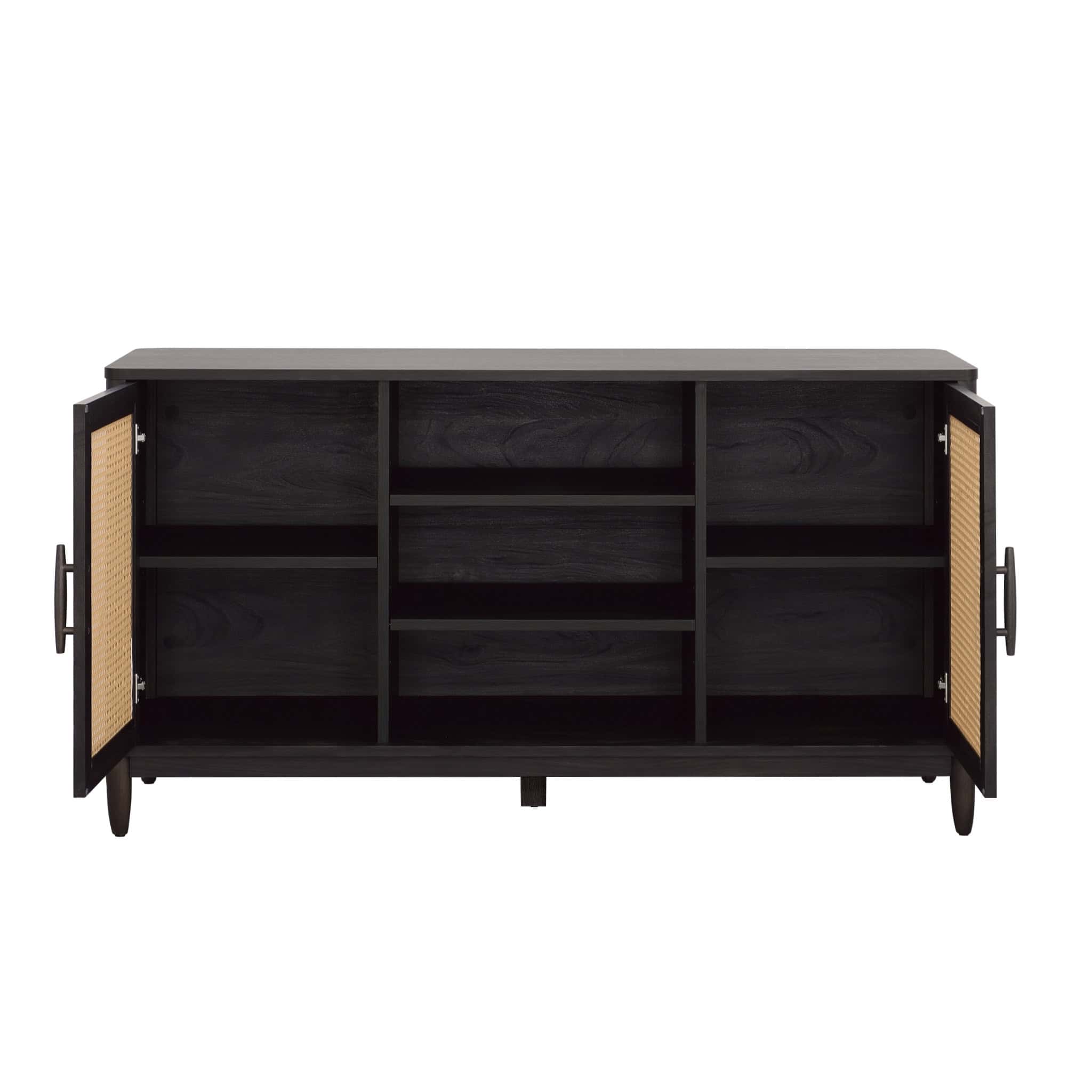 Better Homes & Gardens Springwood Cane TV Stand for TV's up to 65", Charcoal Finish