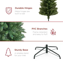 Best Choice Products 6ft Prelit Pencil Christmas Tree, Spruce Style Holiday Decor w/ 618 Tips, 250 Lights, Base