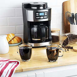 Gourmia 12-Cup Grind & Brew Coffee Maker with Integrated Grinder Black, New