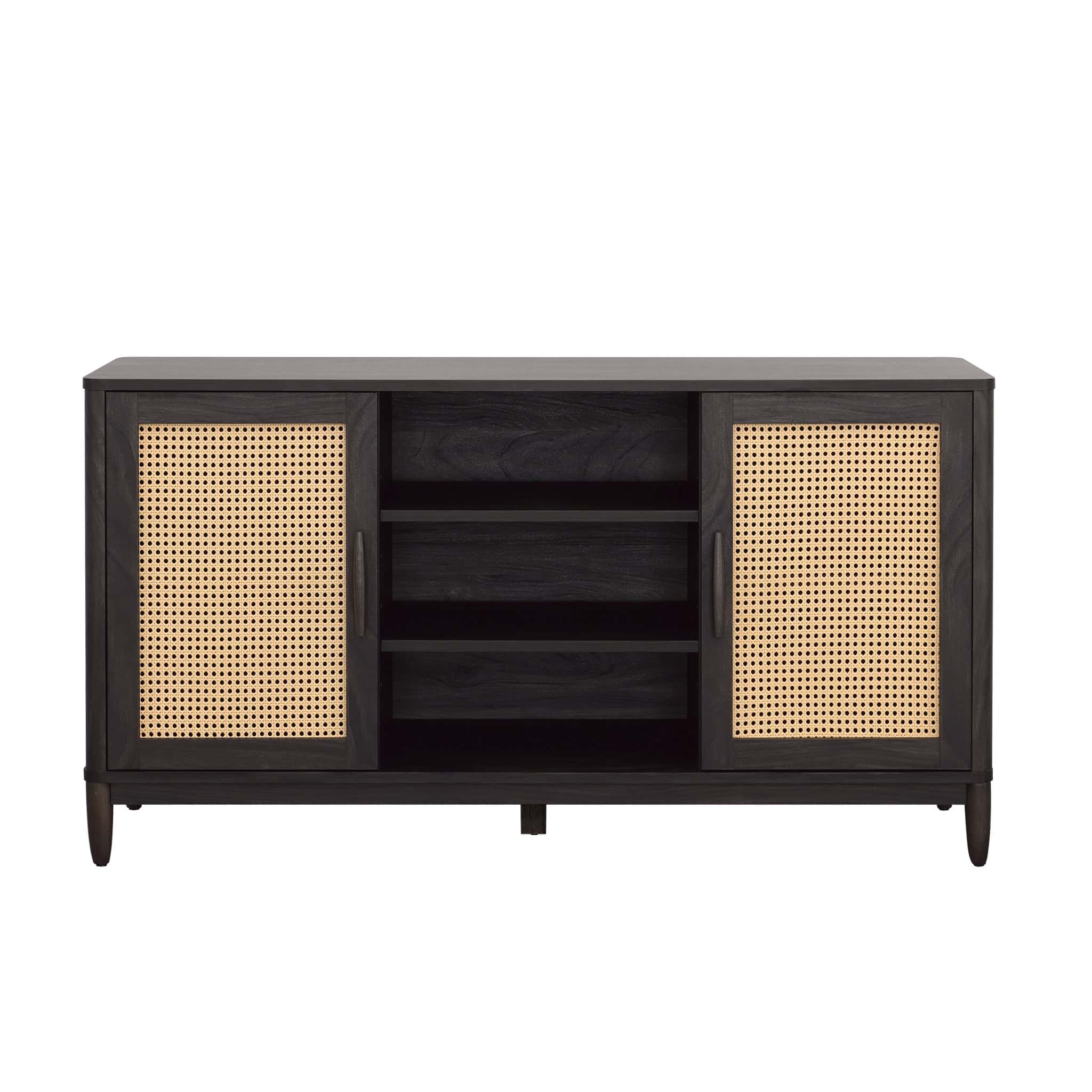 Better Homes & Gardens Springwood Cane TV Stand for TV's up to 65", Charcoal Finish