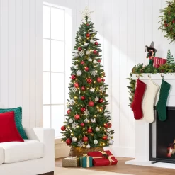 Best Choice Products 6ft Prelit Pencil Christmas Tree, Spruce Style Holiday Decor w/ 618 Tips, 250 Lights, Base