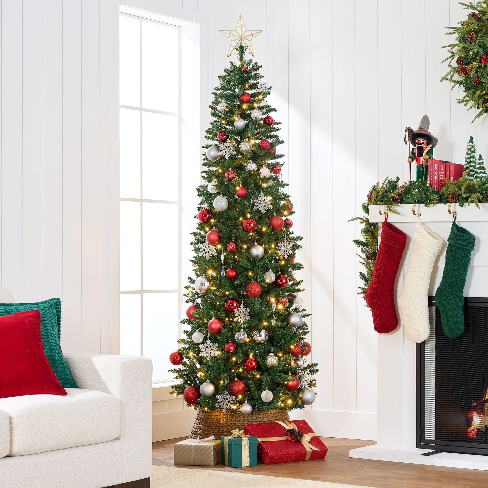 Best Choice Products 6ft Prelit Pencil Christmas Tree, Spruce Style Holiday Decor w/ 618 Tips, 250 Lights, Base