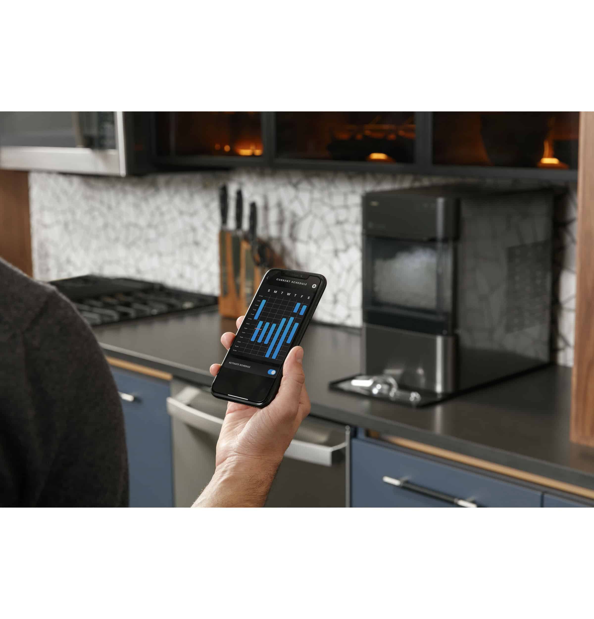GE Profile Opal 2.0 Countertop Nugget Ice Maker, Ice Machine with WiFi Connectivity, Smart Home Kitchen Essentials, Black Stainless