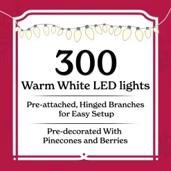 Holiday Time 7.5ft Pre-Lit Flocked Lakewood Spruce Artificial Christmas Tree, Green, 300 LED
