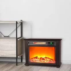 Lifesmart 3-Quartz Infrared Fireplace Heater - Dark Walnut