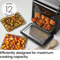 Chefman - ExacTemp 12 Quart 5-in-1 Air Fryer with Integrated Smart Thermometer, 28 Presets - Black