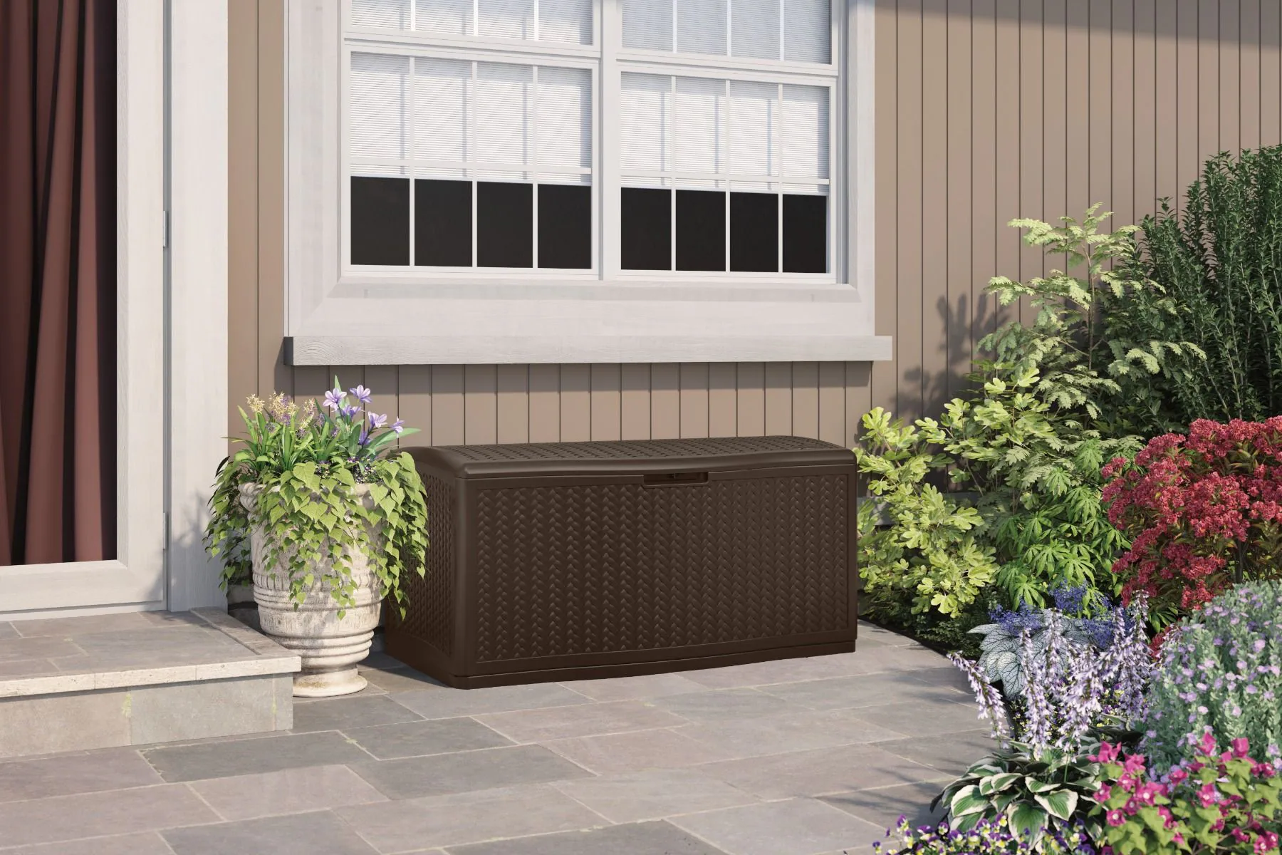 Suncast 52.75-in L x 29-in 124- Gallons Java Plastic Deck Box