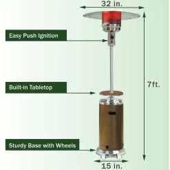 Hanover 48000-BTU Bronze Steel Floorstanding Liquid Propane Patio Heater
