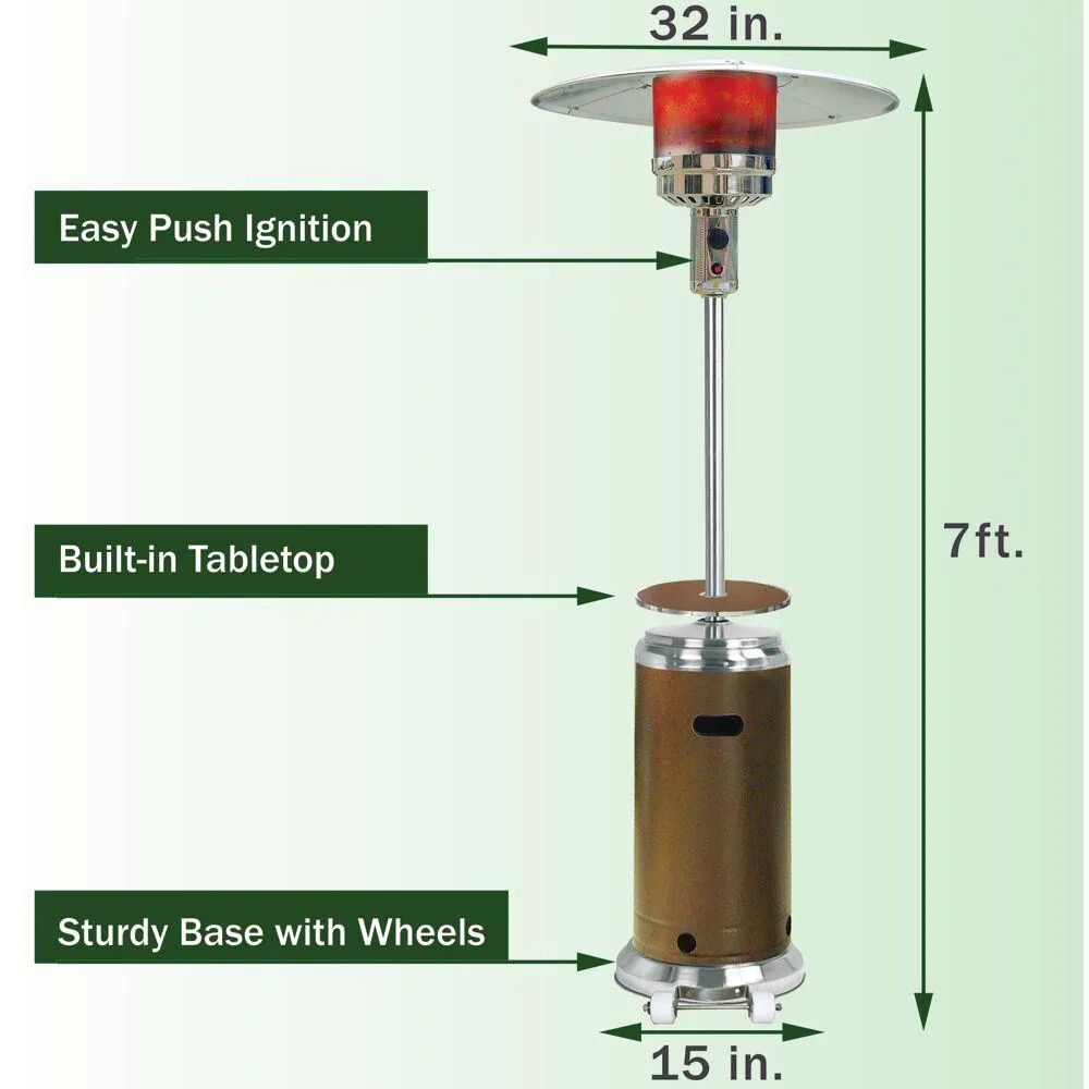 Hanover 48000-BTU Bronze Steel Floorstanding Liquid Propane Patio Heater