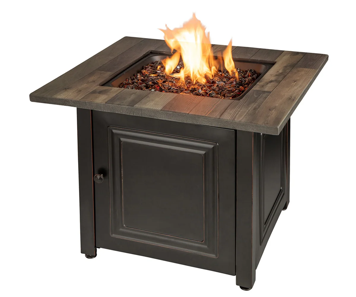 Endless Summer 30-in W Black and Orb Steel Square Propane Gas Fire Pit