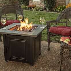 Endless Summer 30-in W Black and Orb Steel Square Propane Gas Fire Pit