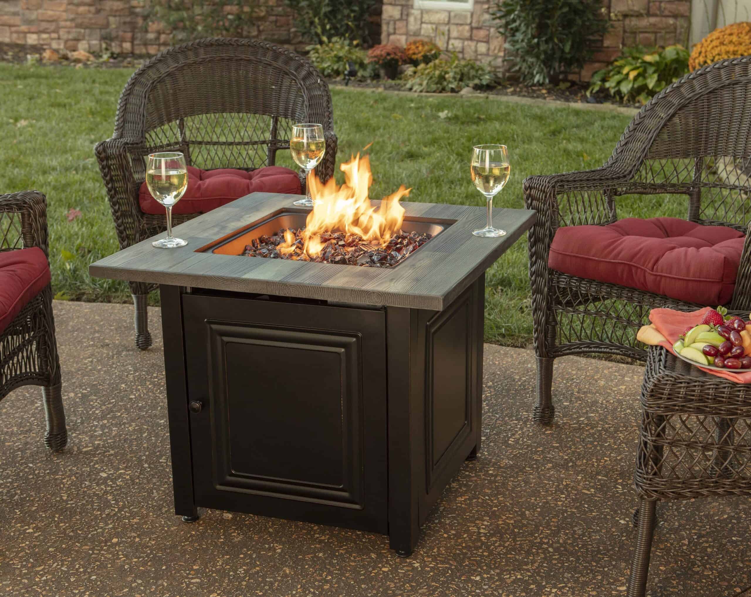 Endless Summer 30-in W Black and Orb Steel Square Propane Gas Fire Pit