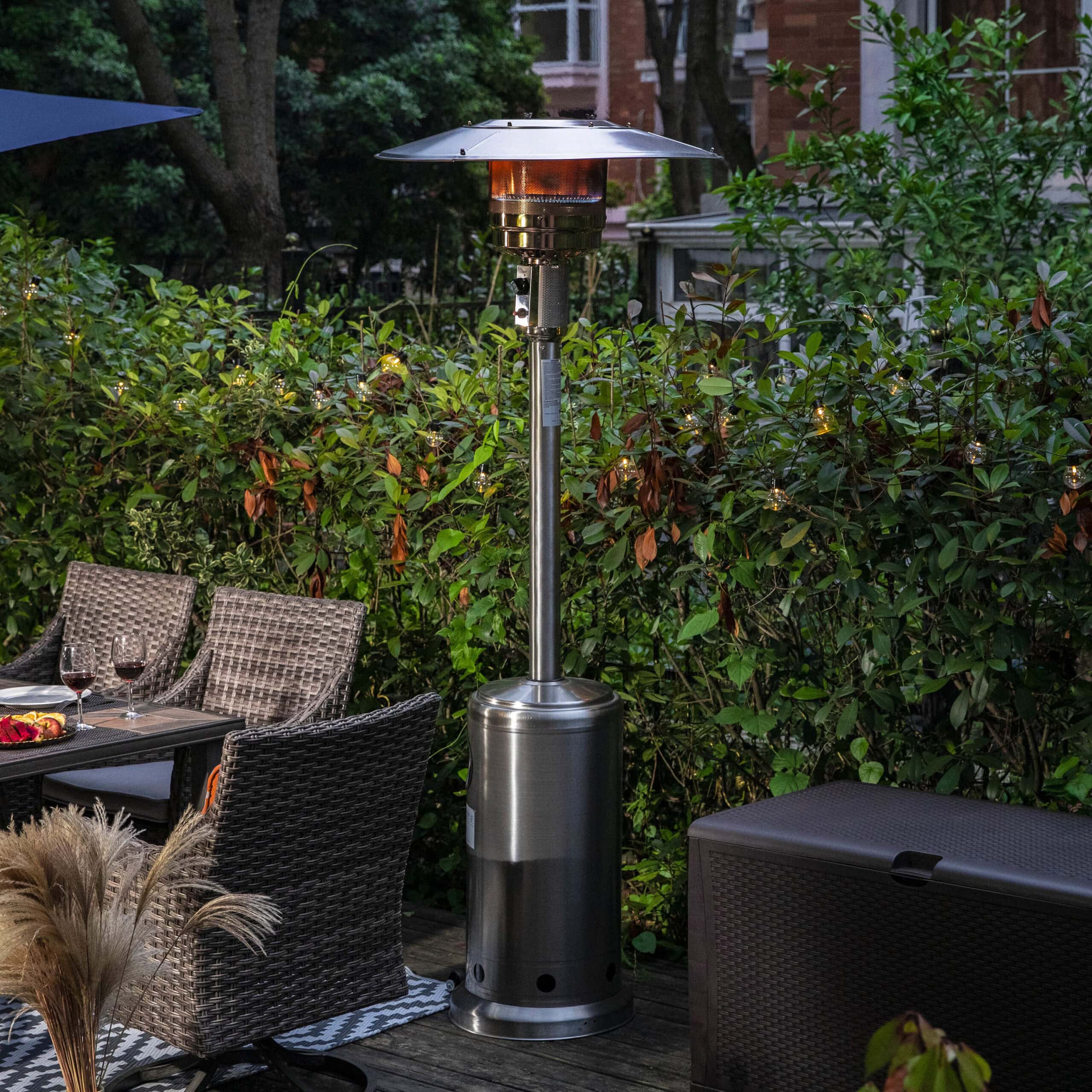 Nuu Garden 46000-BTU Silver Stainless Steel Floorstanding Liquid Propane Patio Heater