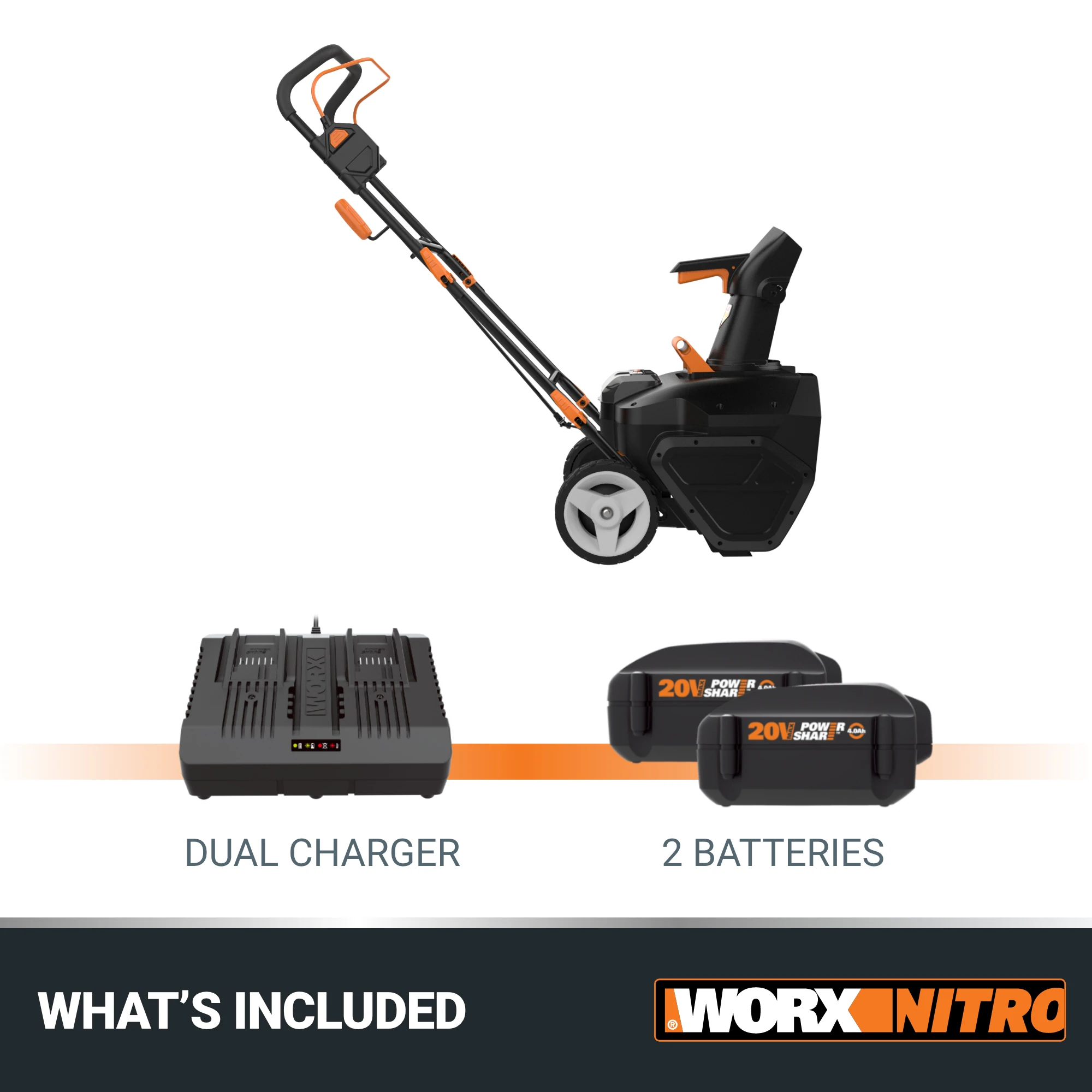 WORX Nitro Power Share 40-volt Max 20-in Single-stage Push Battery Snow Blower 4 Ah (Battery and Charger Included)