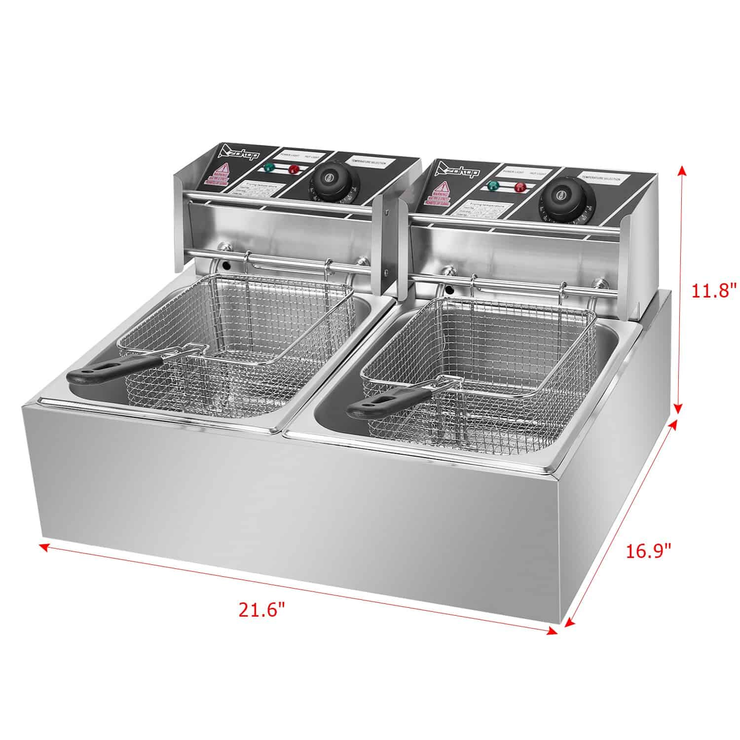 Winado 12.7-Quart Dual Zone Non-stick Deep Fryer