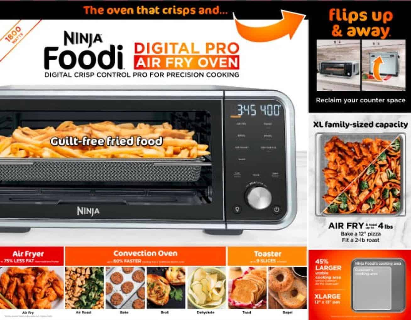 Ninja Foodi 7-in-1 Digital Pro Air Fry Oven, Countertop Oven, Dehydrate, 1800 Watts, SP200