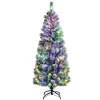 WELLFOR Remote Control Tree 6-ft Pre-lit Flocked Artificial Christmas Tree with Color Changing LED Lights