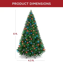 Best Choice Products 6ft Pre-Lit Premium Hinged Artificial Christmas Pine Tree w/ 1,000 Tips, 250 LED Lights, Metal Base