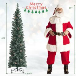 WELLFOR 6-ft Pencil Flocked Artificial Christmas Tree