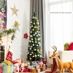 WELLFOR 6-ft Pencil Flocked Artificial Christmas Tree