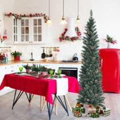 WELLFOR 6-ft Pencil Flocked Artificial Christmas Tree